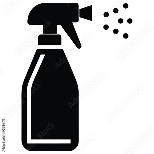 Sanitizing spray bottle icon on white background silhouette