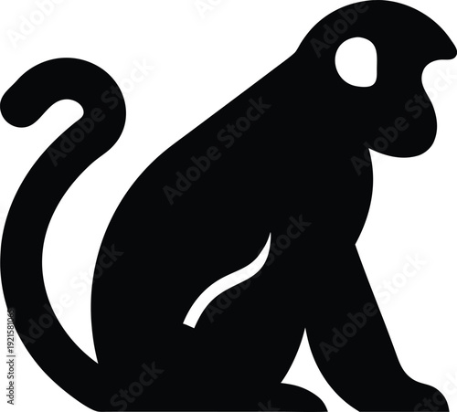 monkey silhouette vector illustration on transparent background