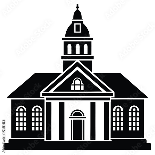 Town hall building architecture illustration silhouette