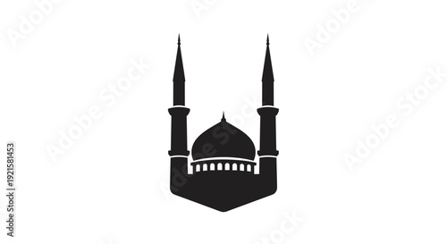 Mosque Silhouette with Dome and Minarets 11.