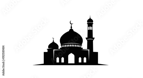 Mosque Silhouette with Dome and Minaret 8.