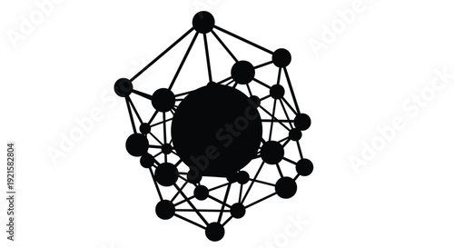 Abstract network of interconnected nodes and lines on a white background