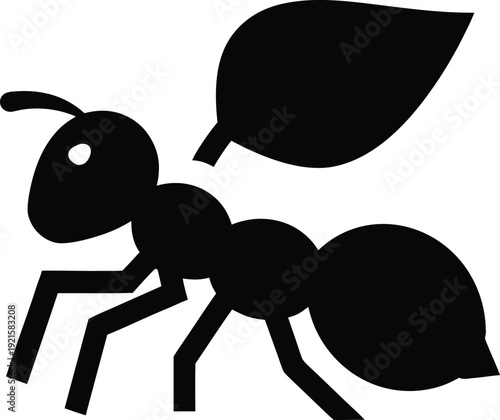 ant carrying leaf silhouette vector illustration on transparent background