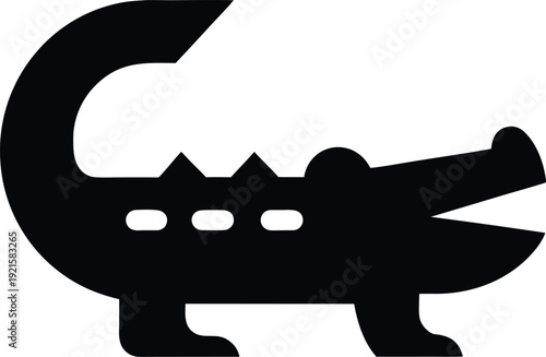 alligator silhouette vector illustration on transparent background