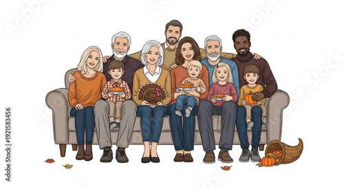 Diverse Family Group Sitting Together.