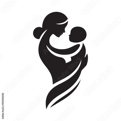 parent carrying child vector silhouette clip art logo design illustration. abstract parent child icon collection
