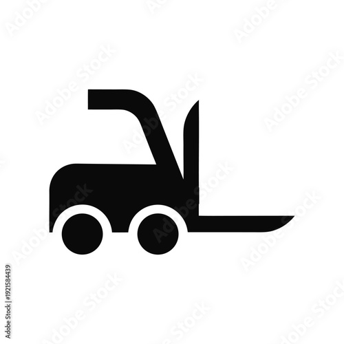 Black and white forklift with extended arm and wheels industrial equipment