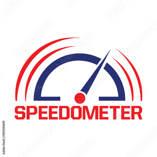 Red and blue speedometer with needle pointing to the right gauge 1