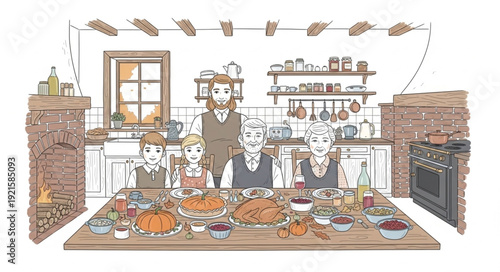 Family Cooking Together in Kitchen.