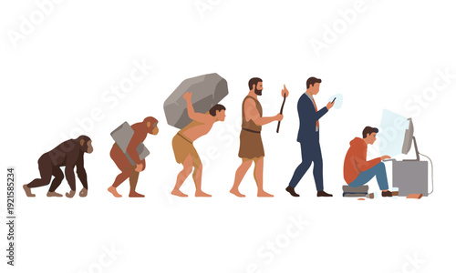 Human Evolution from Ape to Modern Man with Technology Progression