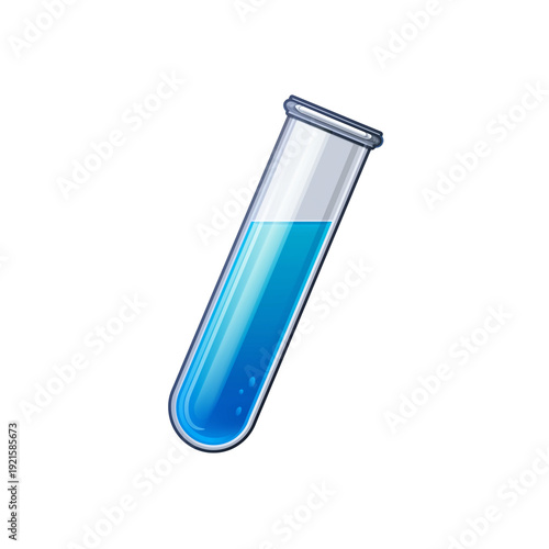 Tilted Test Tube With Blue Liquid laboratory science isolated on a transparent background