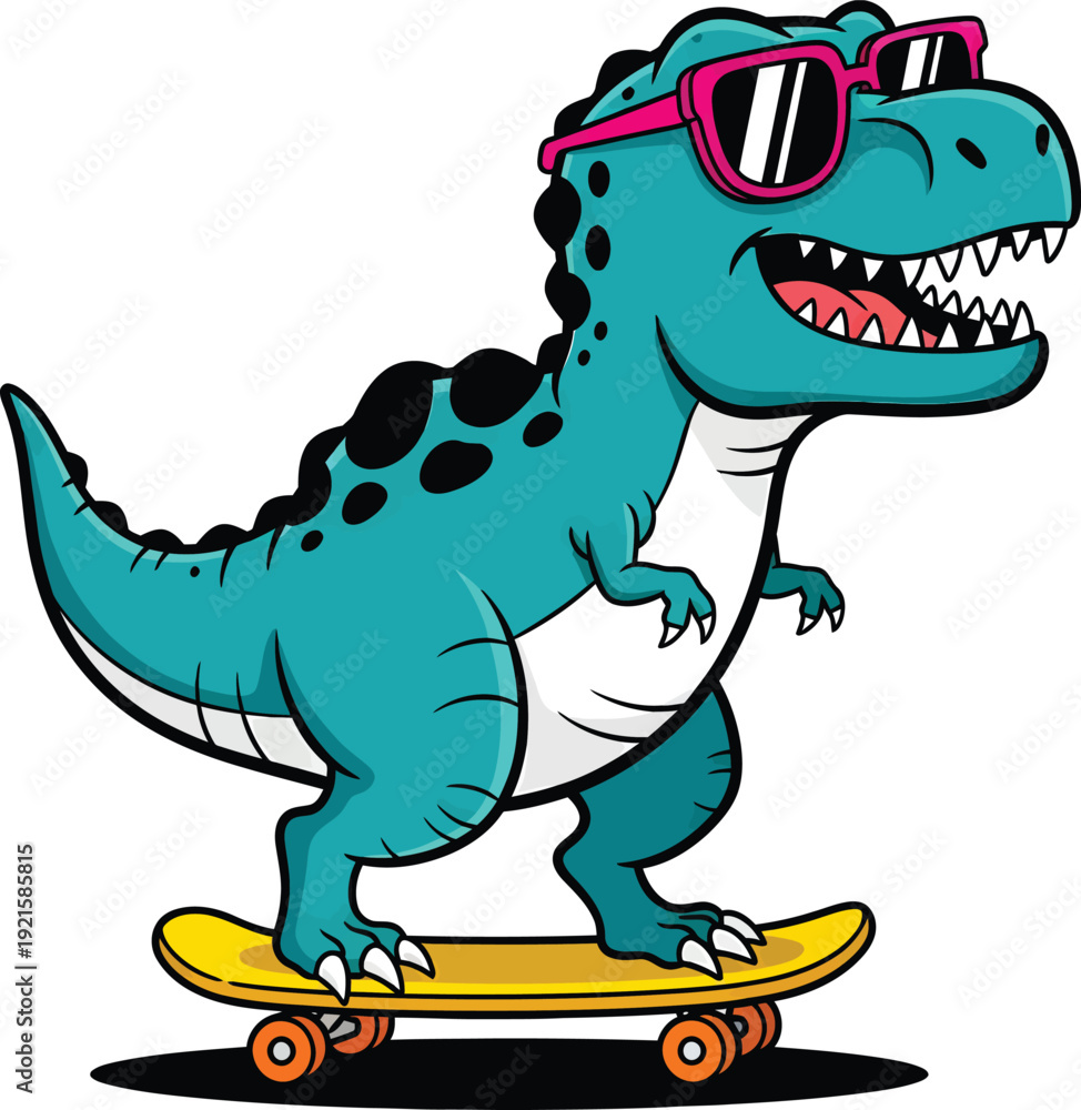 Naklejka premium Cool t rex on skateboard isolated on transparent background