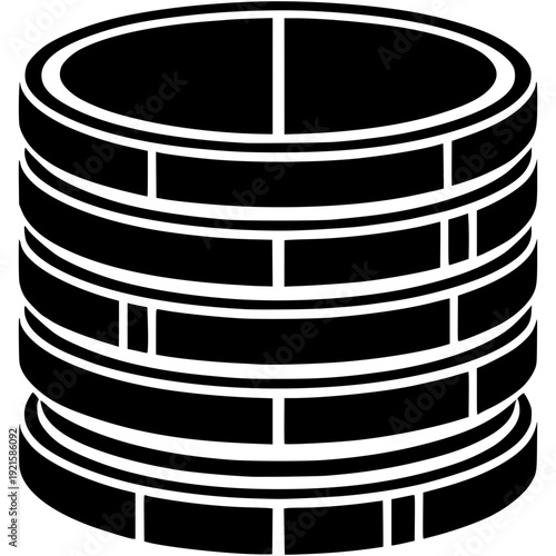 Stack of Coins: A stark silhouette of stacked coins, representing wealth, finance, and the accumulation of value.