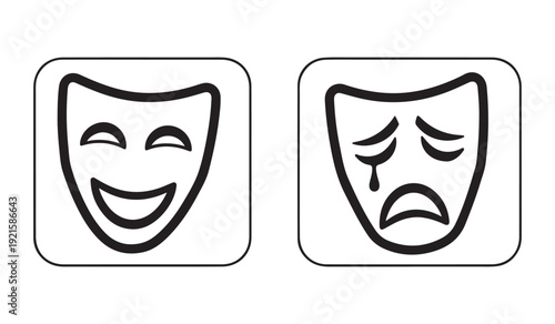 Theater Comedy and Tragedy Masks – Drama Performance Vector Icons