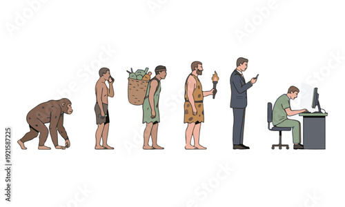 Human Evolution of Posture from Ape to Modern Tech User