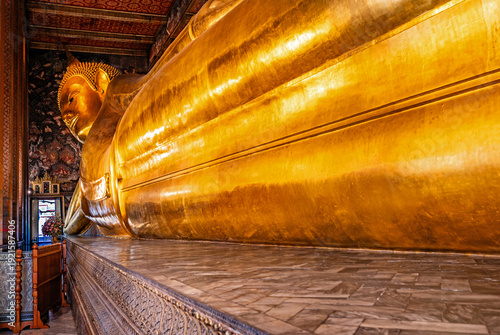Photography Bangkok, Thailand - Giant reclining golden Buddha at Wat Pho Temple in Bangkok
