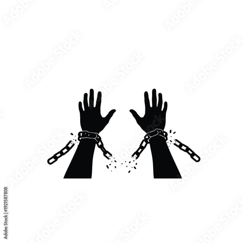 Breaking Chains Silhouette Symbolizing Freedom