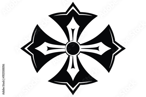 maltese cross silhouette line art vector illustration