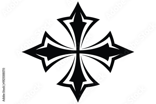 maltese cross silhouette line art vector illustration