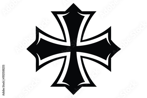 maltese cross silhouette line art vector illustration