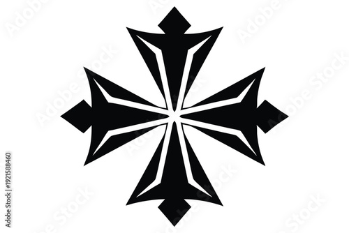 maltese cross silhouette line art vector illustration
