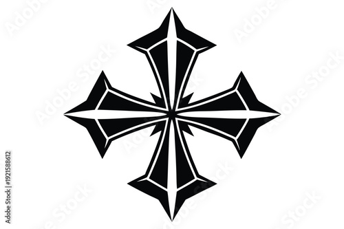 maltese cross silhouette line art vector illustration