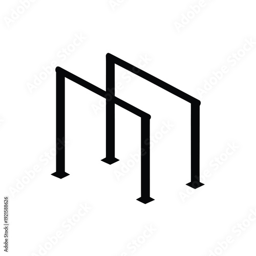 Parallettes silhouette on white, fitness training bars icon