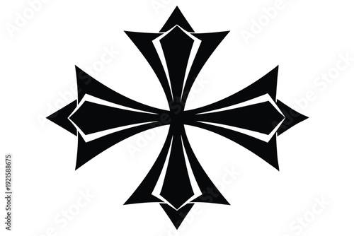 maltese cross silhouette line art vector illustration