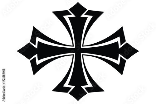 maltese cross silhouette line art vector illustration