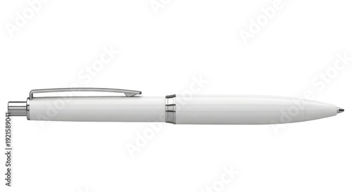 White plastic ballpoint pen mockup for corporate branding. Isolated on transparent background, png