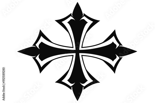 maltese cross silhouette line art vector illustration