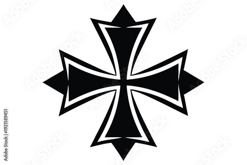 maltese cross silhouette line art vector illustration