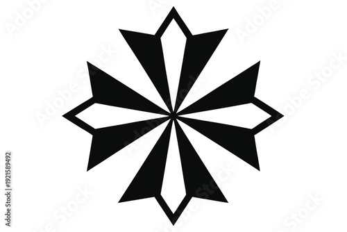 maltese cross silhouette line art vector illustration