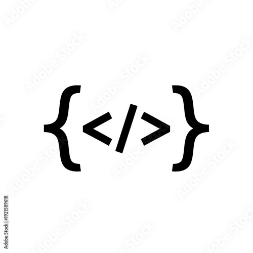 Code Symbol Brackets and Slash Icon.