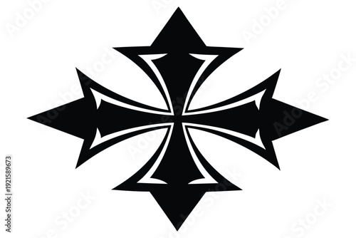 maltese cross silhouette line art vector illustration