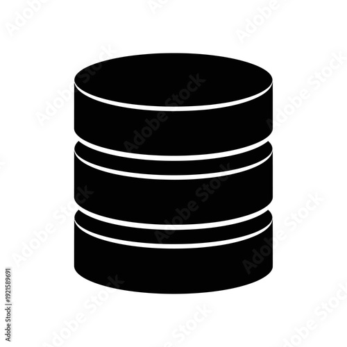 Black Database Server Icon Simple Design.