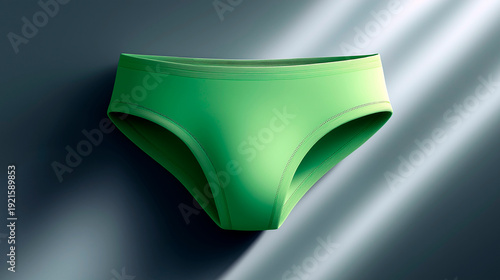 Green women panties isolated on gray background with soft light and shadow