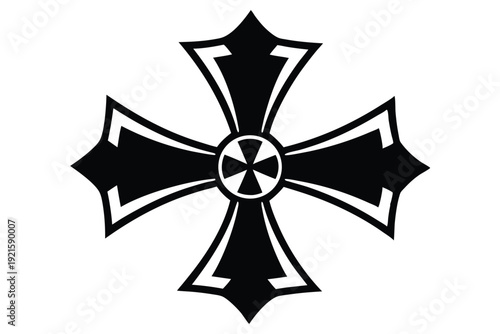 maltese cross silhouette line art vector illustration