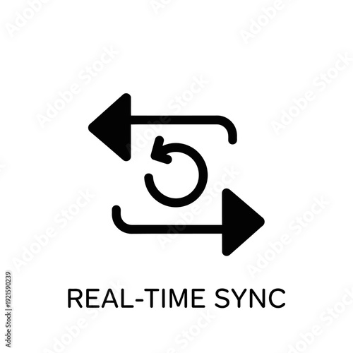 Real Time Sync Arrows Icon Symbol.