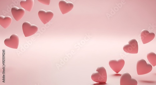 Pink hearts floating on soft pink background love and valentine's day concept