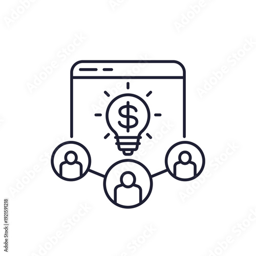 crowdfunding platform line icon on white