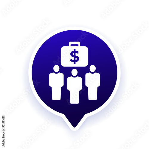 investors vector icon with people, finance and investment