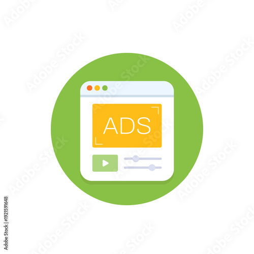 programmatic advertising icon, digital marketing concept, flat design