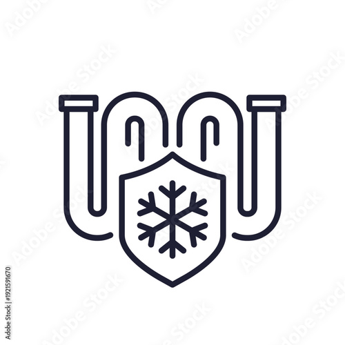protect pipes from freezing in winter line icon on white