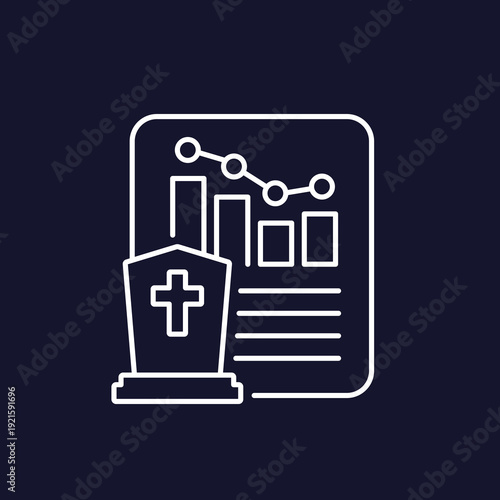 Foto reduce mortality icon with graph, death rate report line design