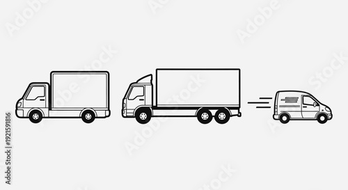 Delivery Truck and Van Driving with Cargo in Bright Studio Background