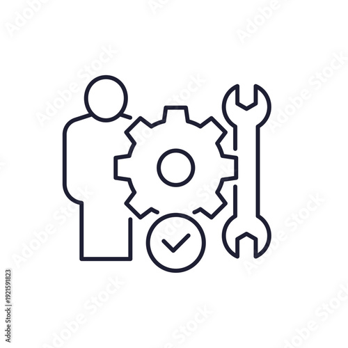 technical skills line icon with a person