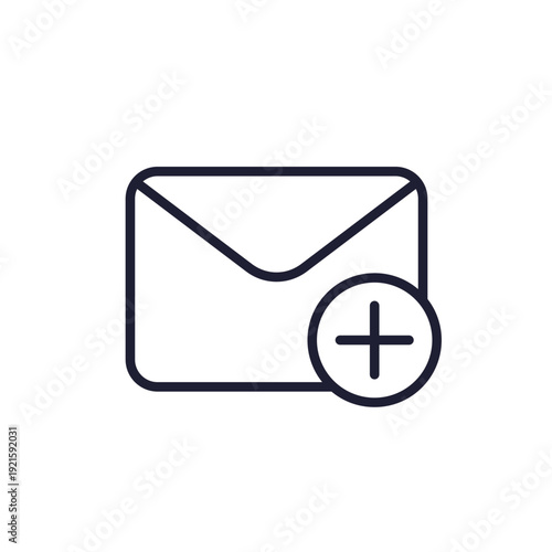 add mail icon, line pictogram on white