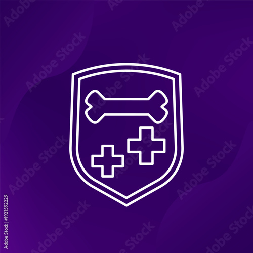 bone health icon with shield, line design