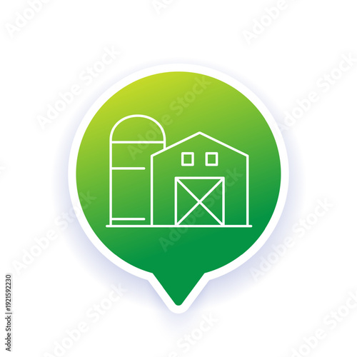 barn and silo icon, line design